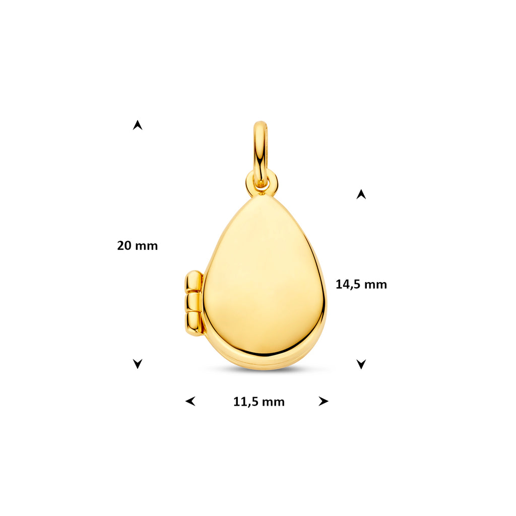 Medaillon Tropfen 14,5 mm 14K Gelbgold