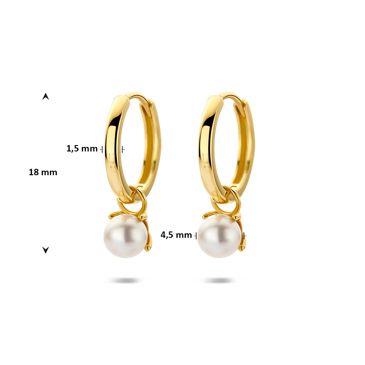 Ohrringe Perlen 18 mm 14K Gelbgold