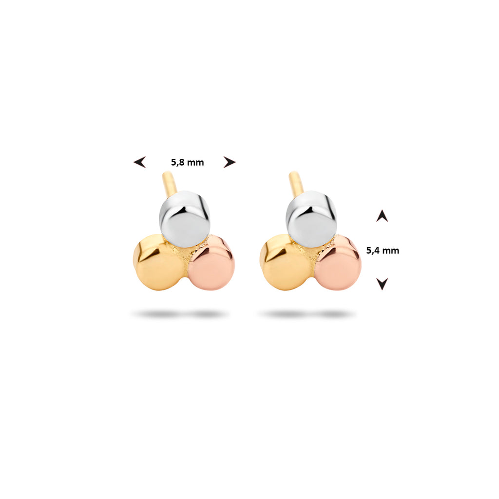 oorknoppen rondjes tricolor 14K tricolor goud