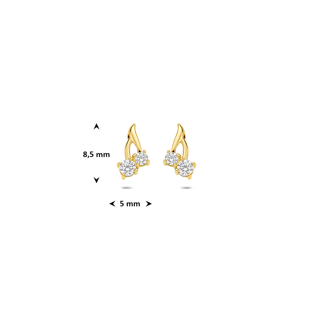 9k oorknoppen zirkonia 8,5 mm 9K geel