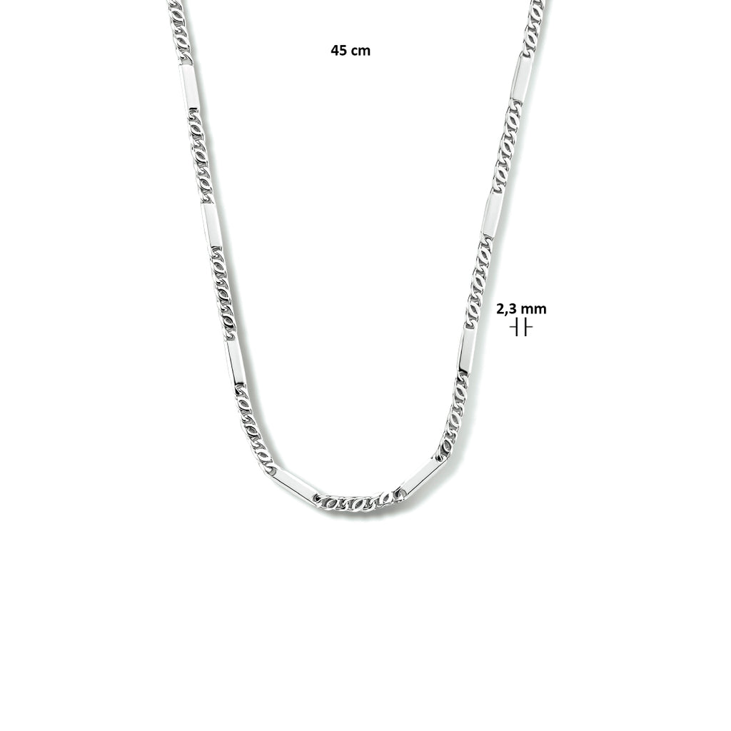 Falkenauge-Halskette mit Zwischenstück 2,3 mm Silber rhodiniert
