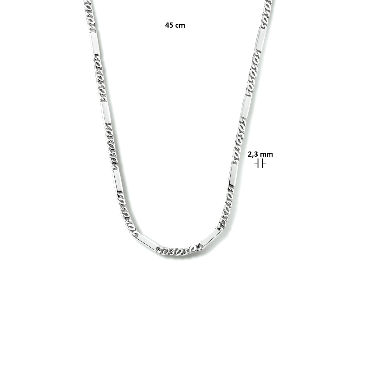 Falkenauge-Halskette mit Zwischenstück 2,3 mm Silber rhodiniert
