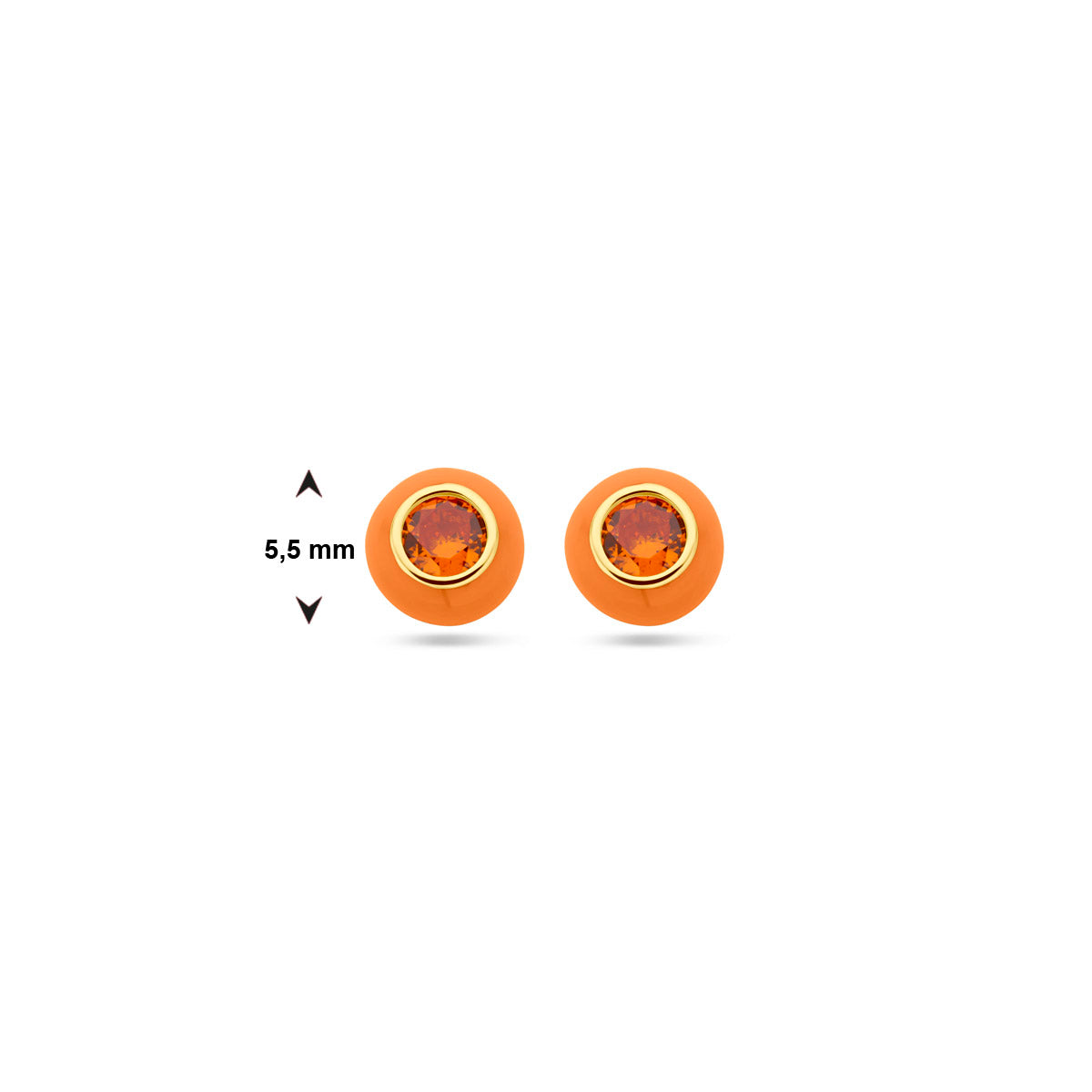 Ohrstecker orange Emaille und Zirkonia 1 Mikron Silber vergoldet (gelb)