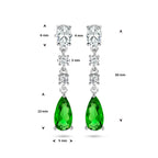oorhangers wit en groen zirkonia zilver gerhodineerd