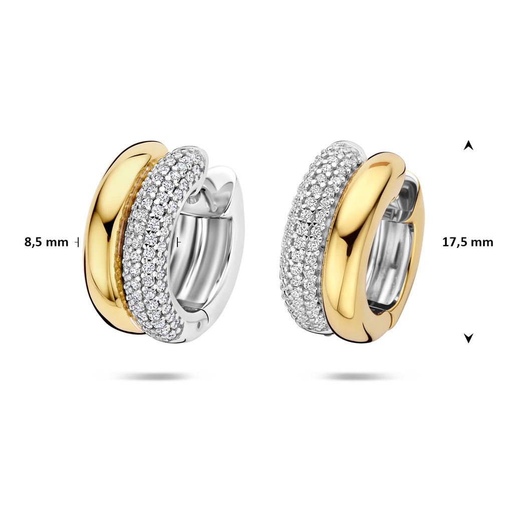 Klappohrringe Zirkonia 17,5 mm 1 Mikron versilbert (Gelb/Rhodium)