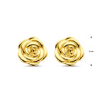 Ohrstecker Rose 8 mm 14K Gelbgold