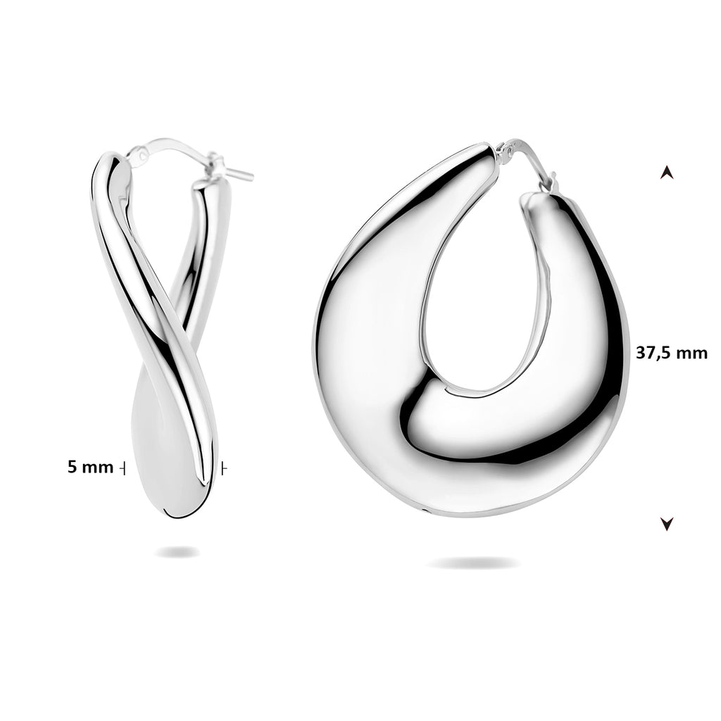 oorringen 37.5 mm zilver gerhodineerd