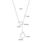 y-collier hartjes 45 cm zilver gerhodineerd