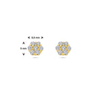 oorknoppen bloem zirkonia 14K geelgoud