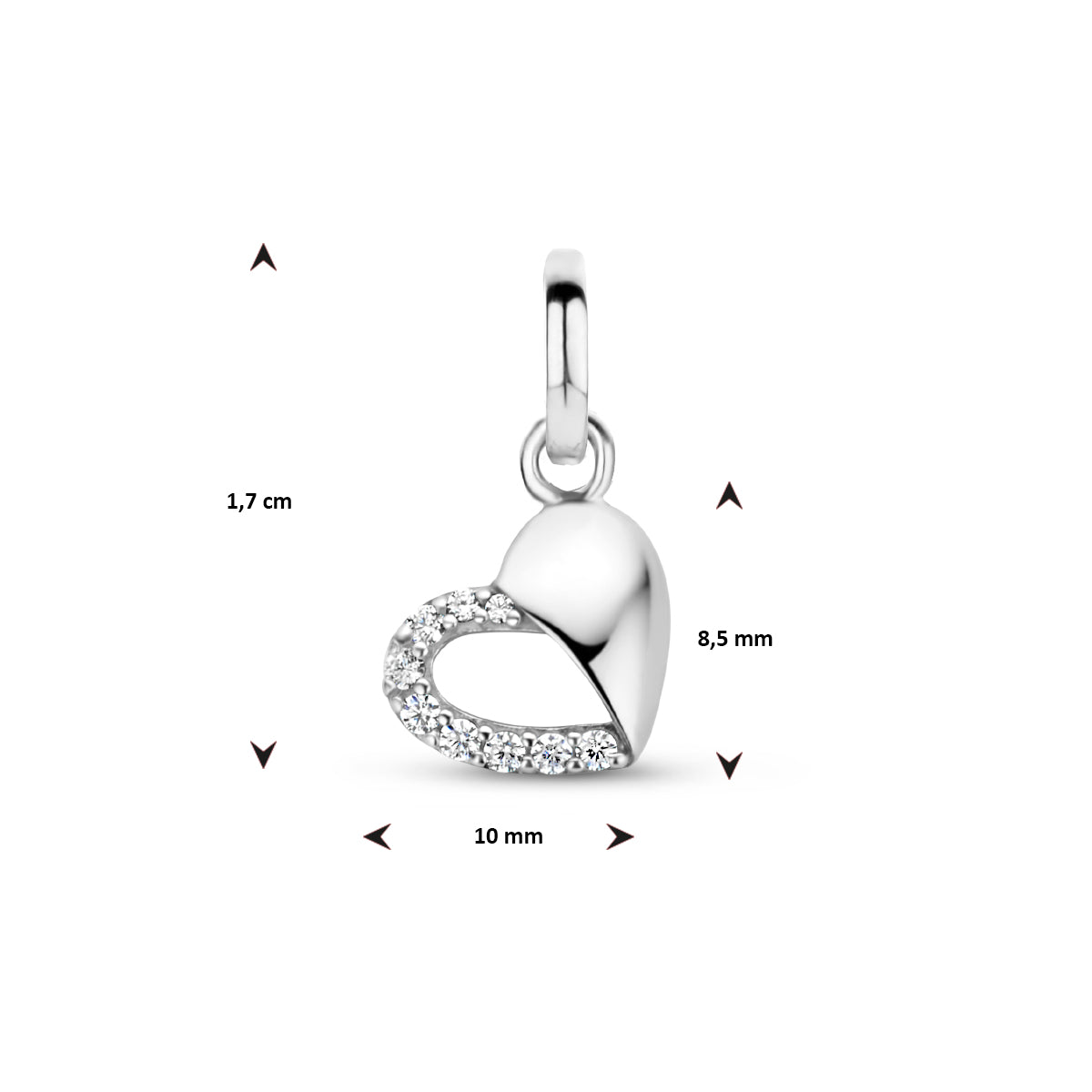 hanger hart zirkonia zilver gerhodineerd