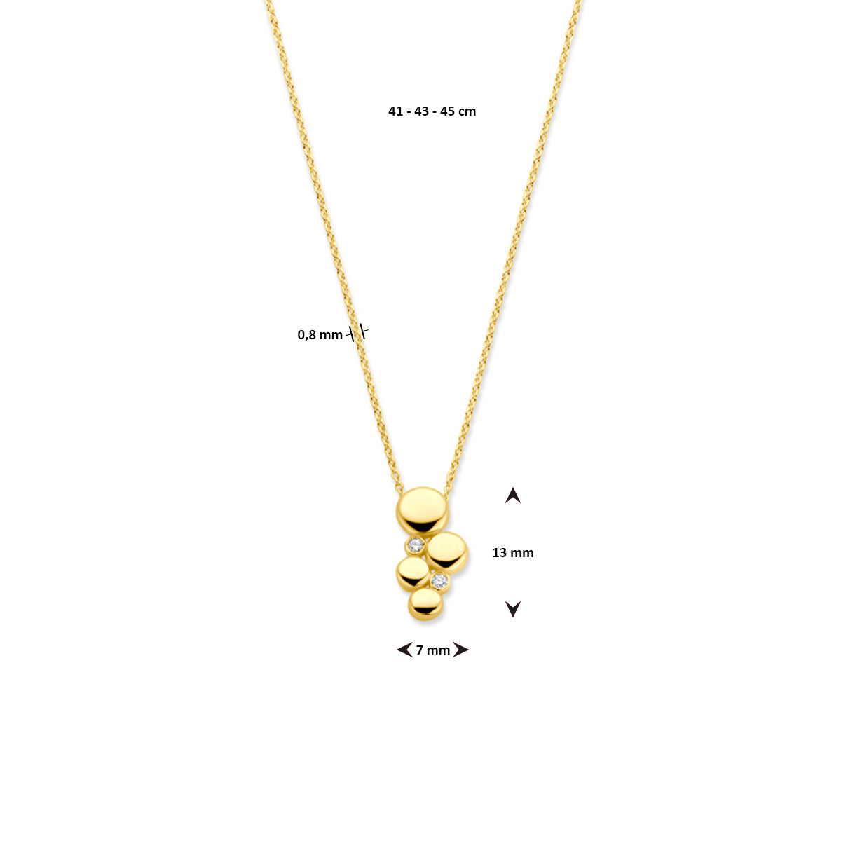 collier diamant 0.02ct h si 41 - 43 - 45 cm 14K geelgoud