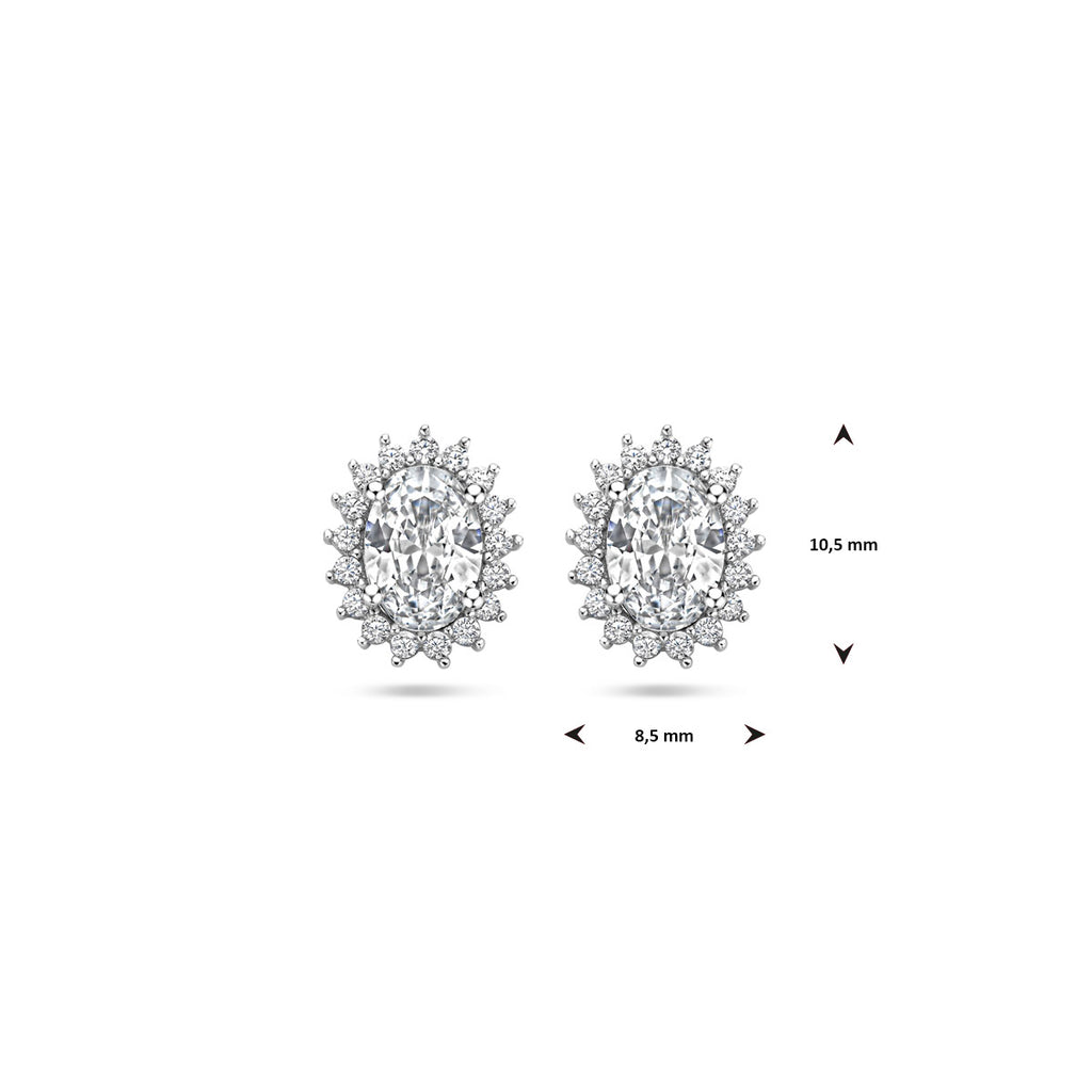 oorknoppen zirkonia 10,5 mm zilver gerhodineerd