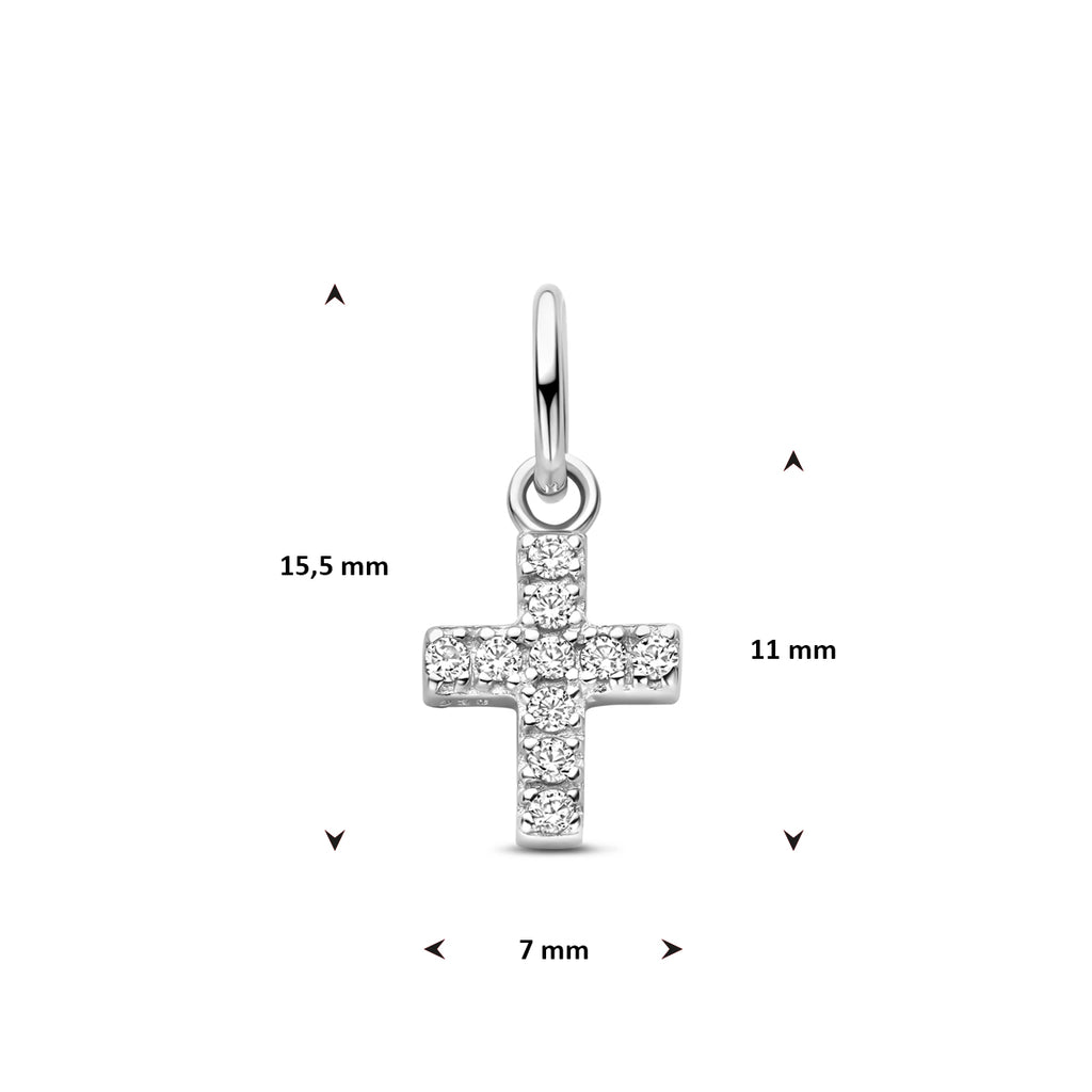 Anhänger Kreuz Zirkonia 15,5 mm Silber rhodiniert