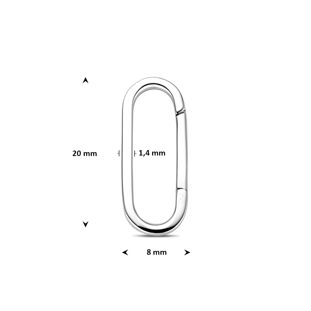 connector 20 mm zilver gerhodineerd