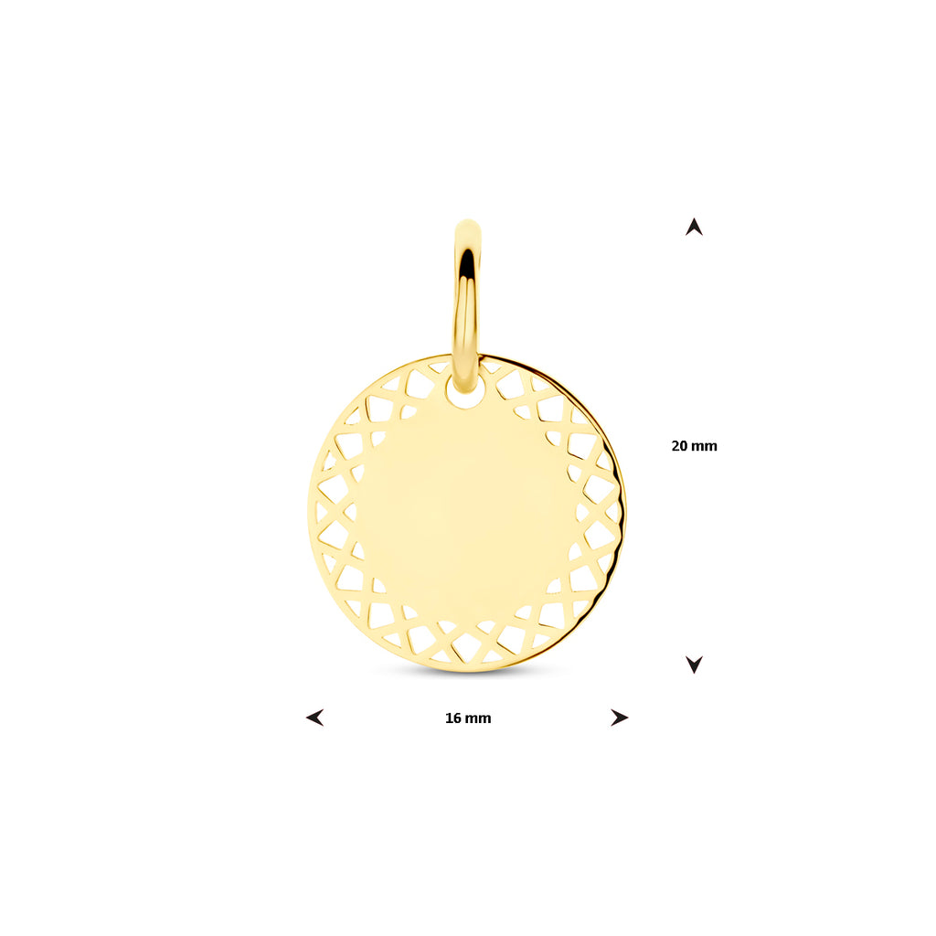 Gravuranhänger 15 mm 14K Gelbgold
