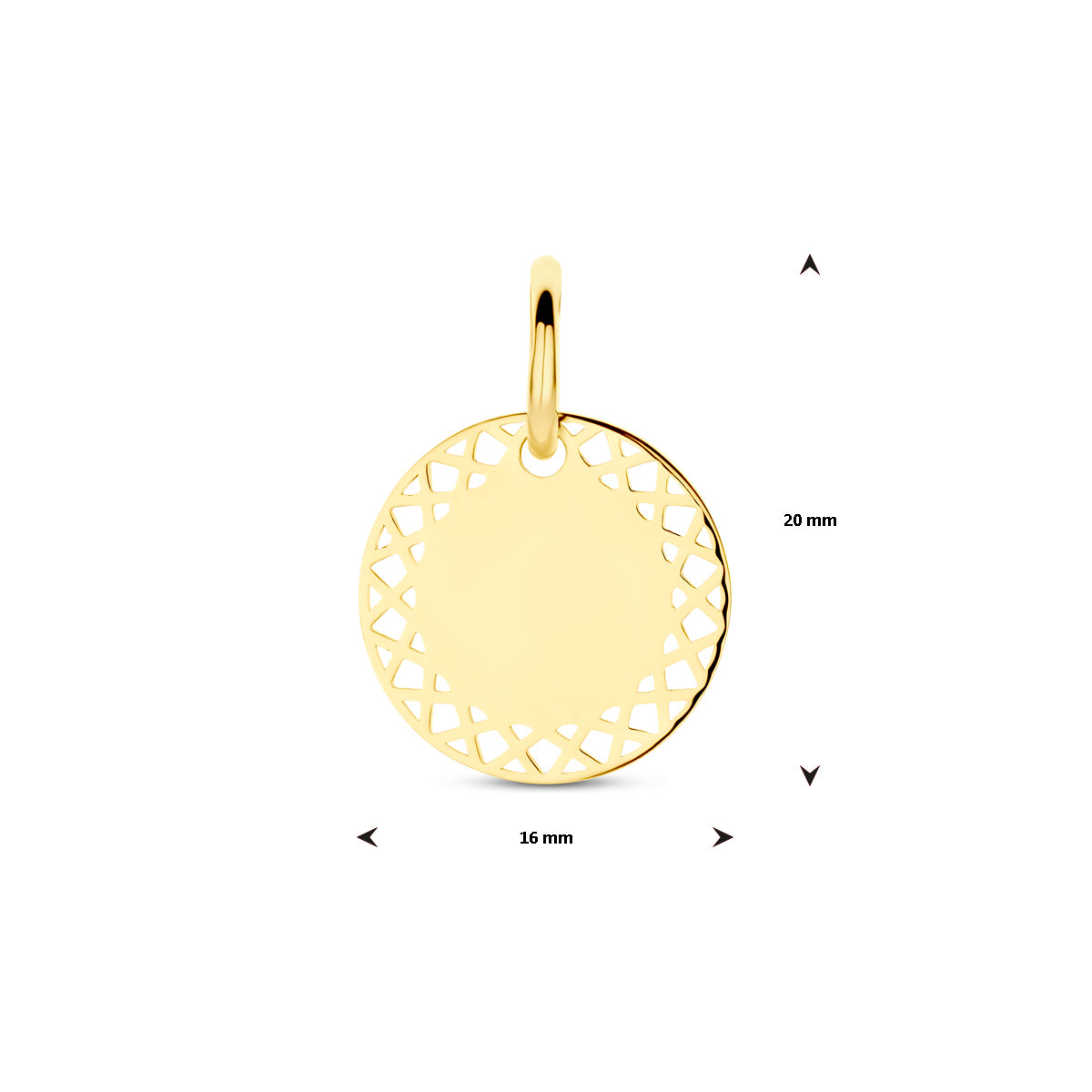 Gravuranhänger 15 mm 14K Gelbgold