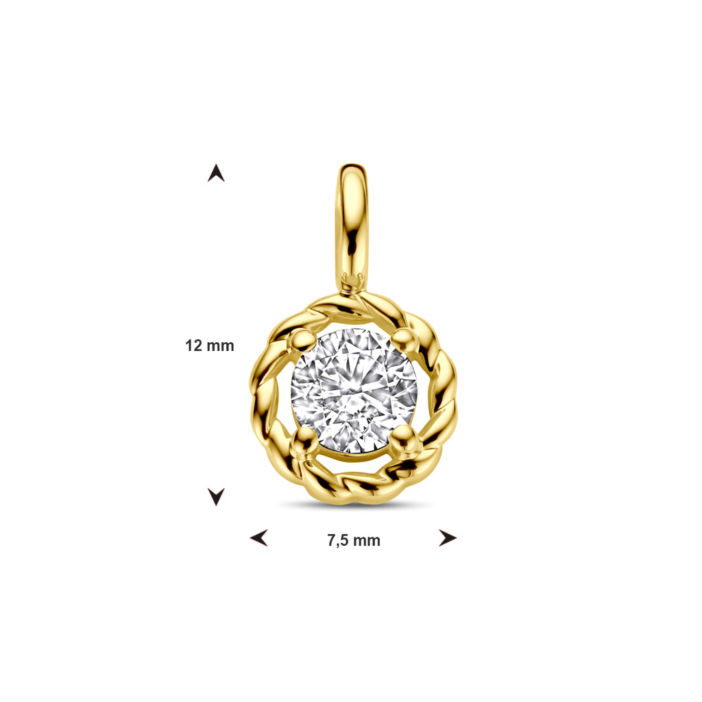 Anhänger Zirkonia 12 mm 14K Gelbgold