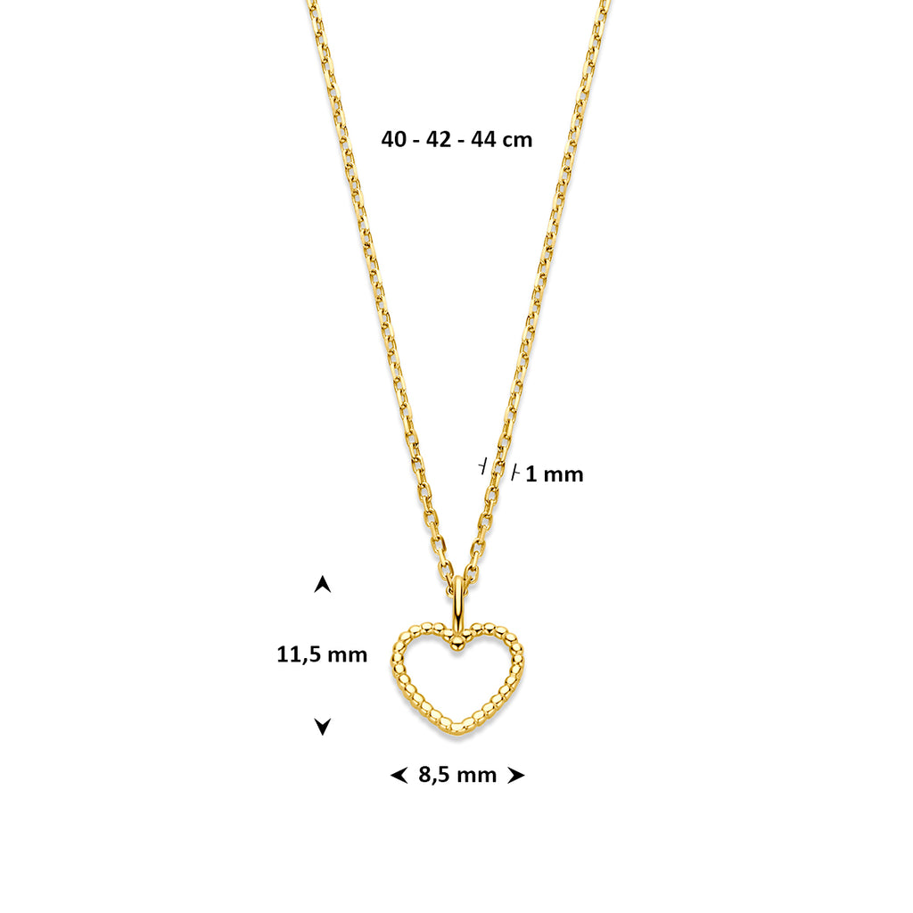 Halskette Herz 40 - 42 - 44 cm 14K Gelbgold