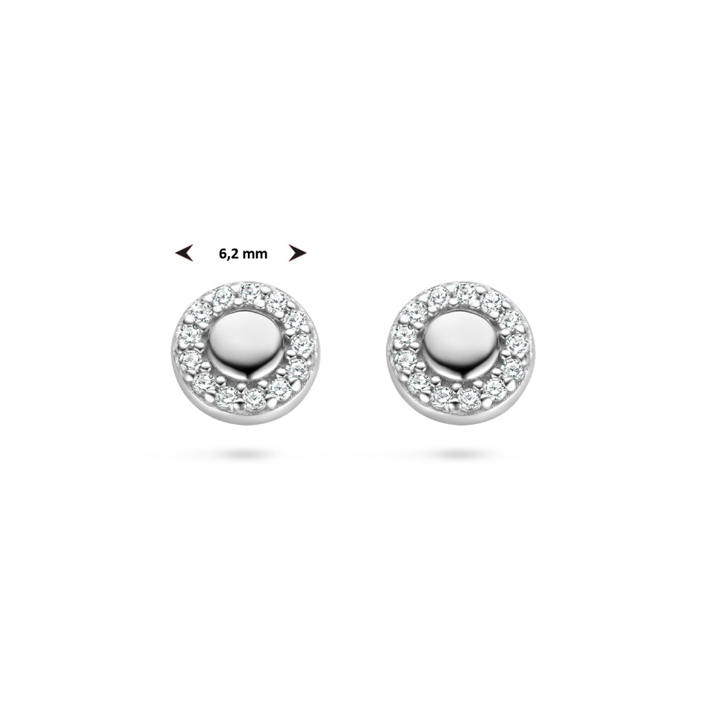 Ohrstecker rund Zirkonia Silber rhodiniert
