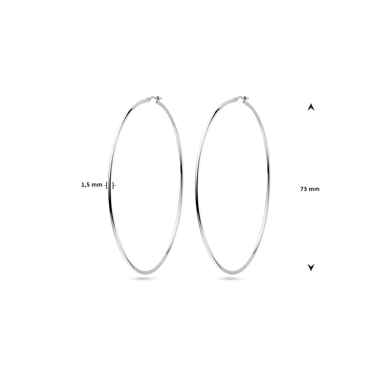 oorringen ronde buis 1,5 mm zilver wit