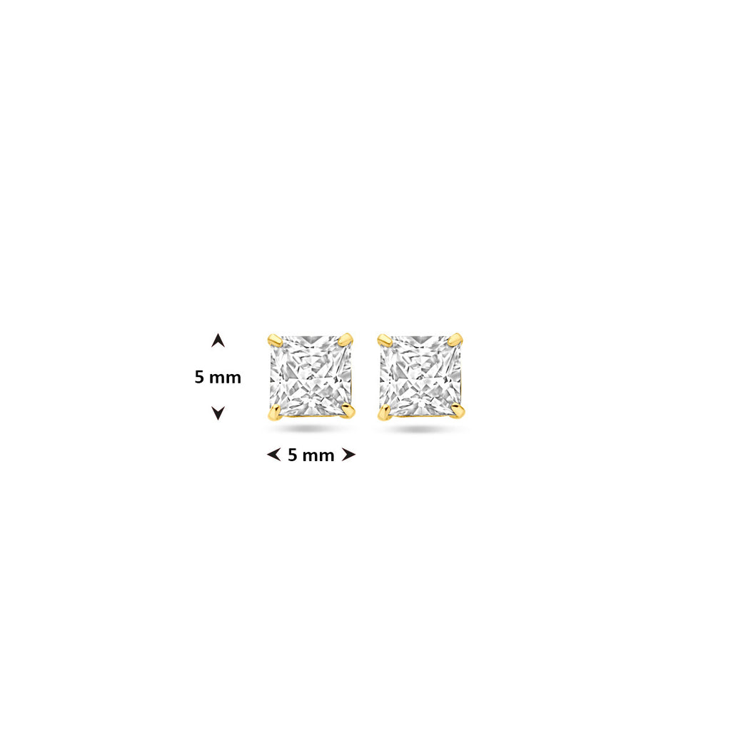 oorknoppen zirkonia 14K geelgoud