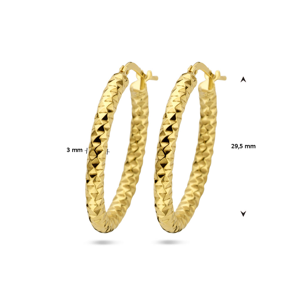 Ohrringe 3,0 mm Rundrohr diamantiert 1 Mikron Silber vergoldet (gelb)