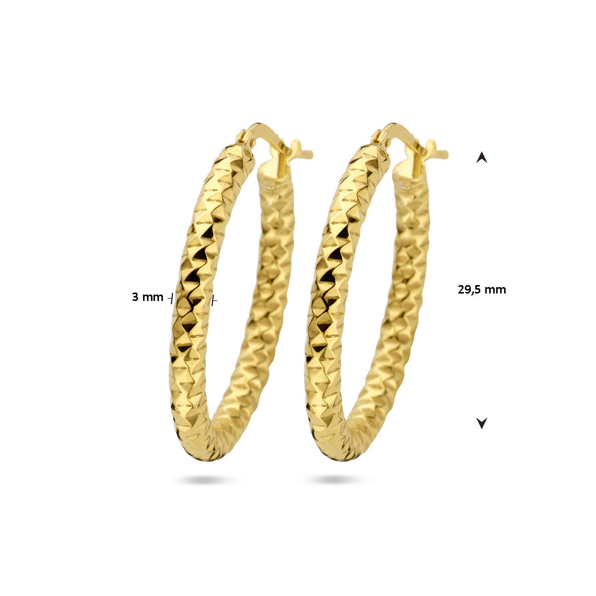 Ohrringe 3,0 mm Rundrohr diamantiert 1 Mikron Silber vergoldet (gelb)