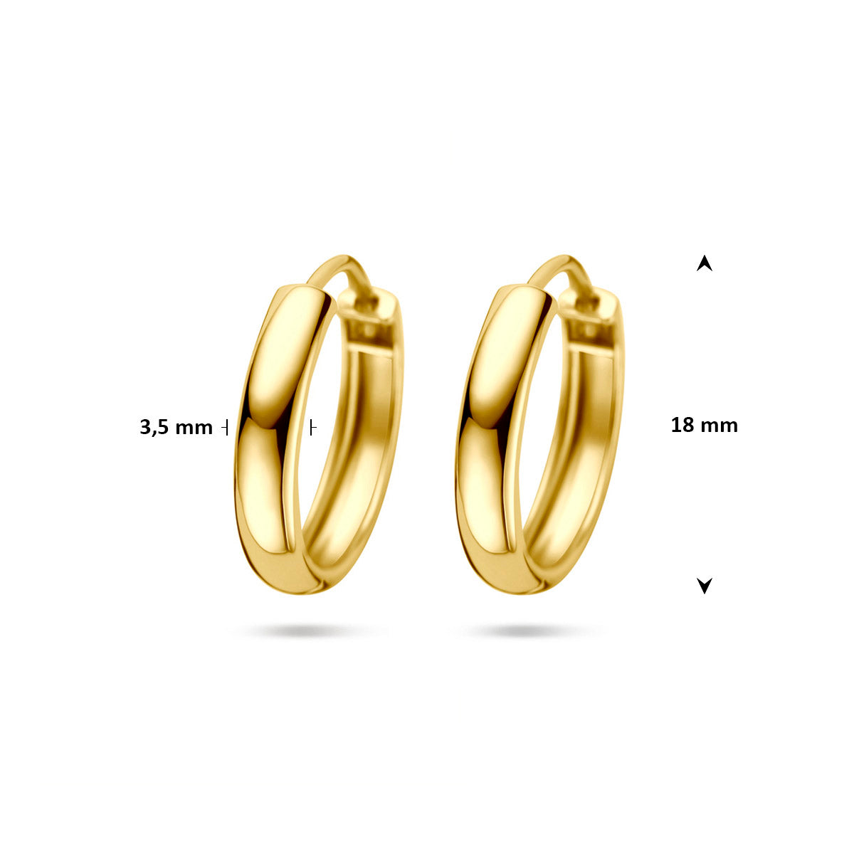 9k klapoorringen buis 3,5 mm 9K geel