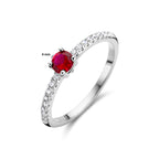 ring rood en wit zirkonia zilver gerhodineerd