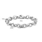 Armband Jasseron oval 7,5 mm Zirkonia 19 cm Silber rhodiniert