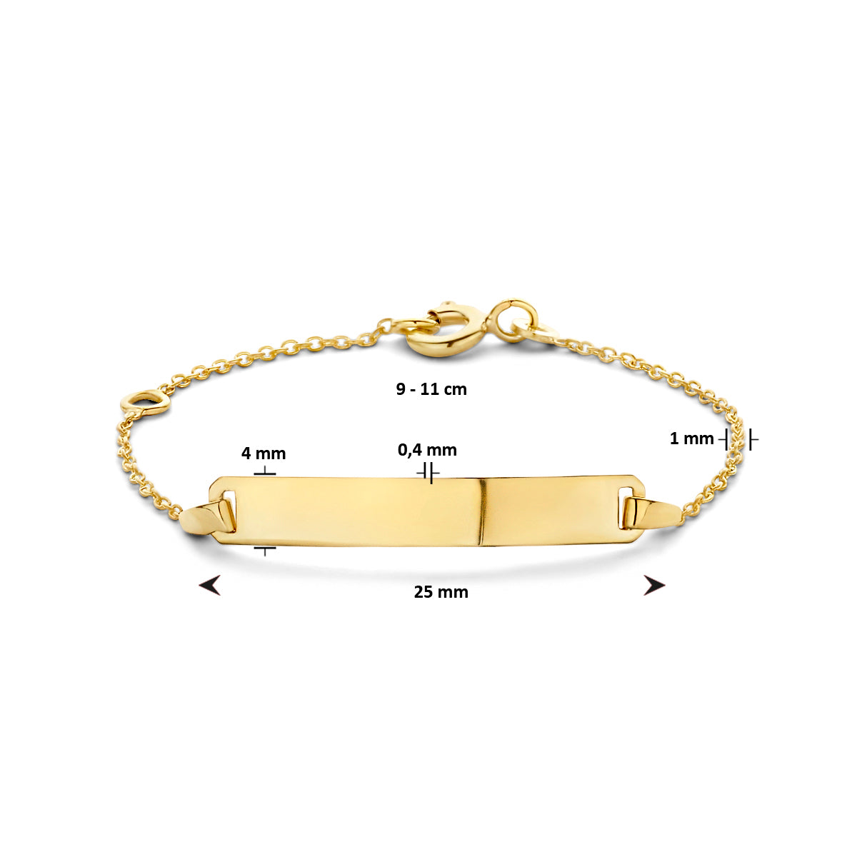 9k graveerarmband plaat 4,0 mm 9K geel