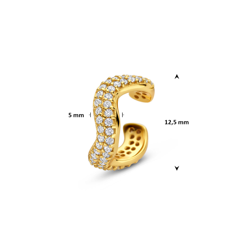 ear cuff zirkonia 12,5 mm 1 micron zilver verguld (geel)
