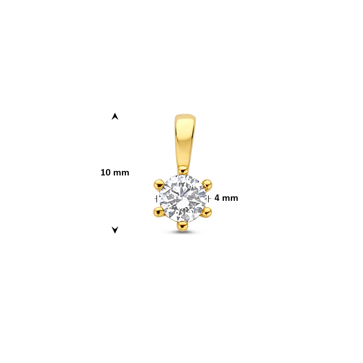 hanger lab grown diamant 0.25ct f vs 10 mm 14K geelgoud