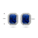 Ohrstecker blau und weiß Zirkonia Halo Silber rhodiniert