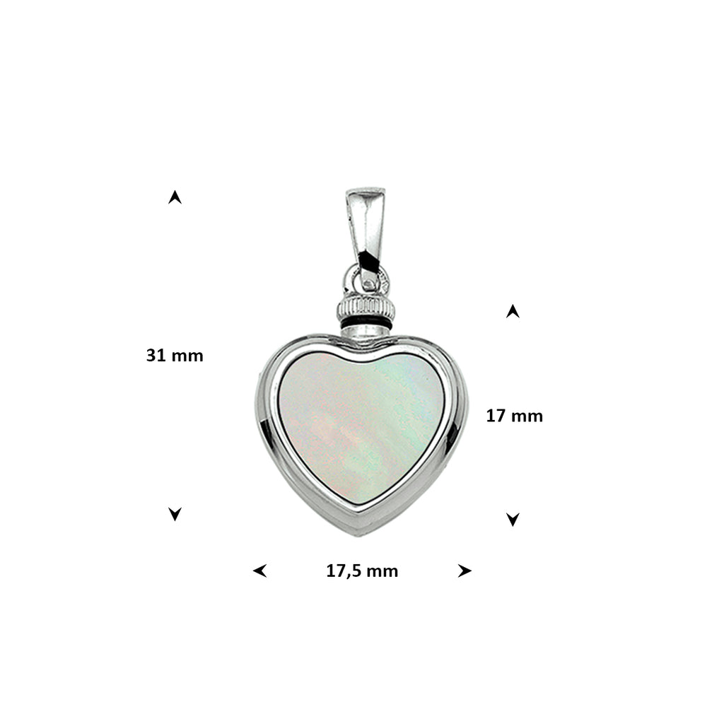 urnhanger hart parelmoer 17 mm zilver gerhodineerd