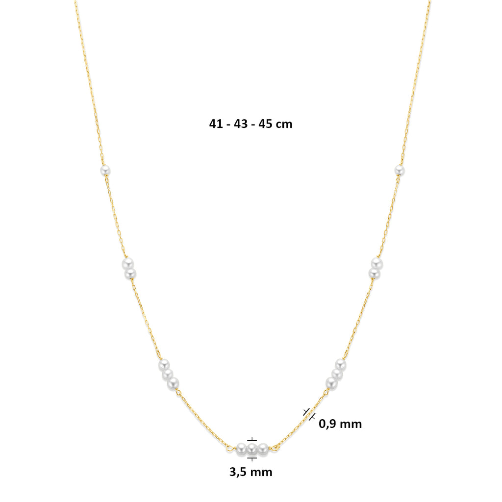 9k collier parels 41 - 43 - 45 cm 9K geel