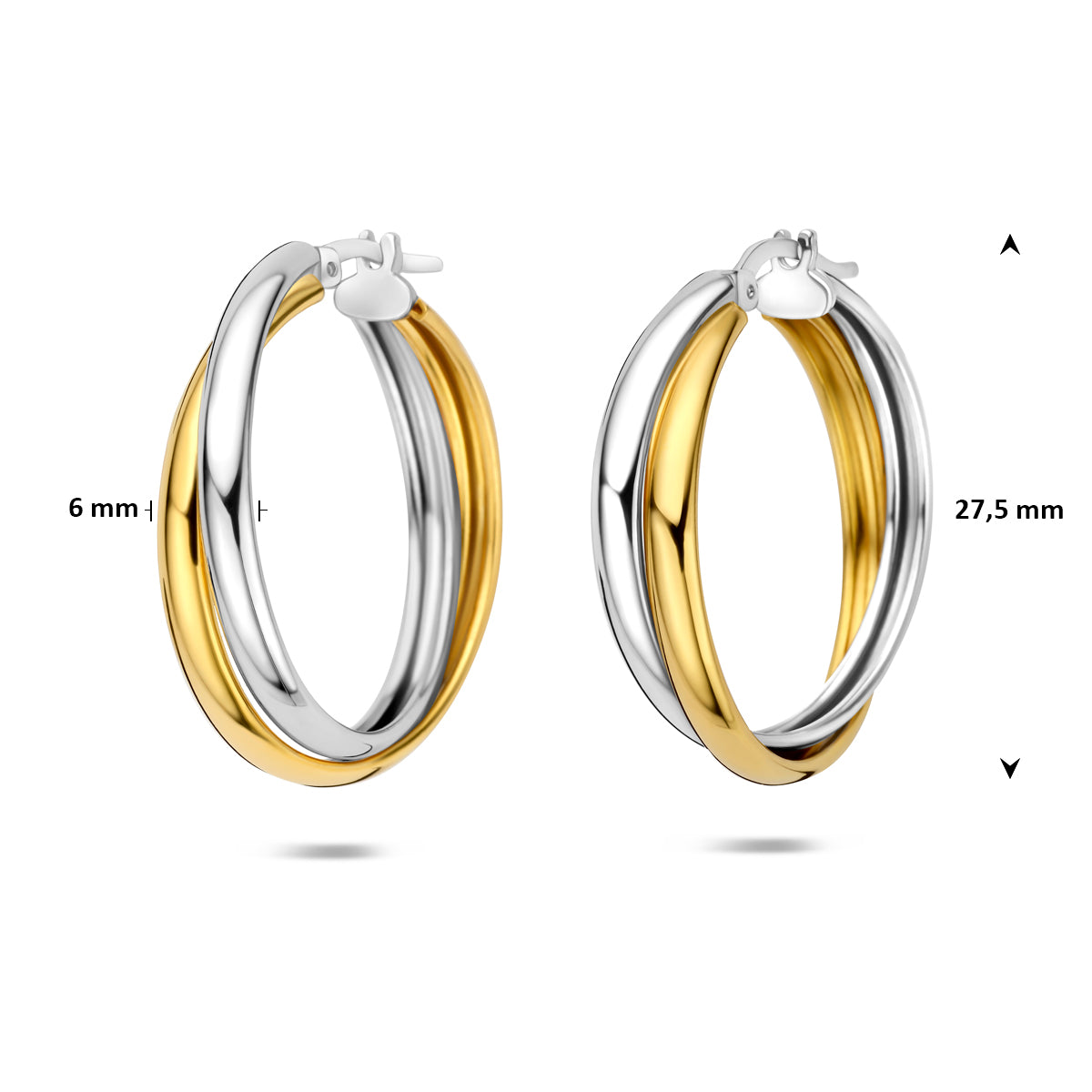 oorringen 27,5 mm 1 micron zilver verguld (geel/rhodium)
