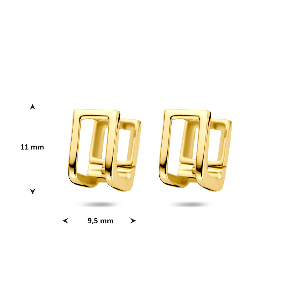 klapoorringen 11 mm 1 micron zilver verguld (geel)