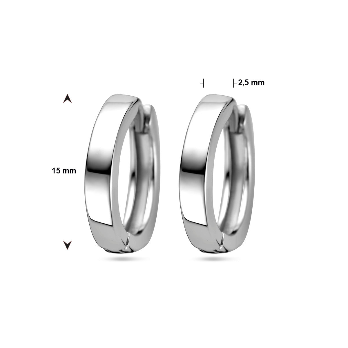 klapoorringen vlak 2,5 mm zilver gerhodineerd - vlak