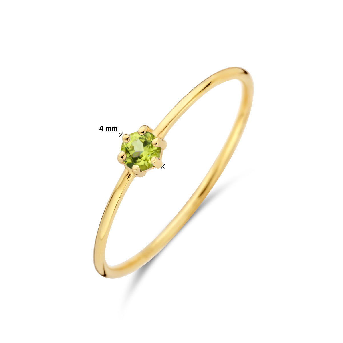 Ring mit Geburtsstein Peridot, 14. August, Gelbgold
