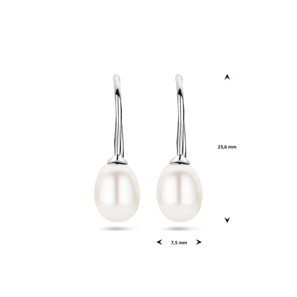 oorhangers parel franse haak 23,5 mm zilver gerhodineerd