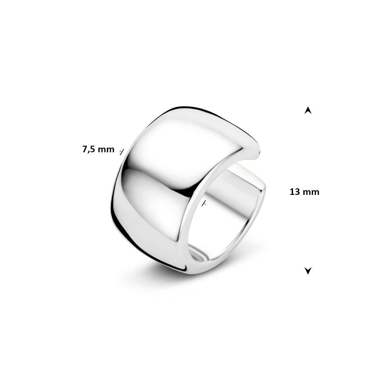 ear cuff 13 mm zilver gerhodineerd