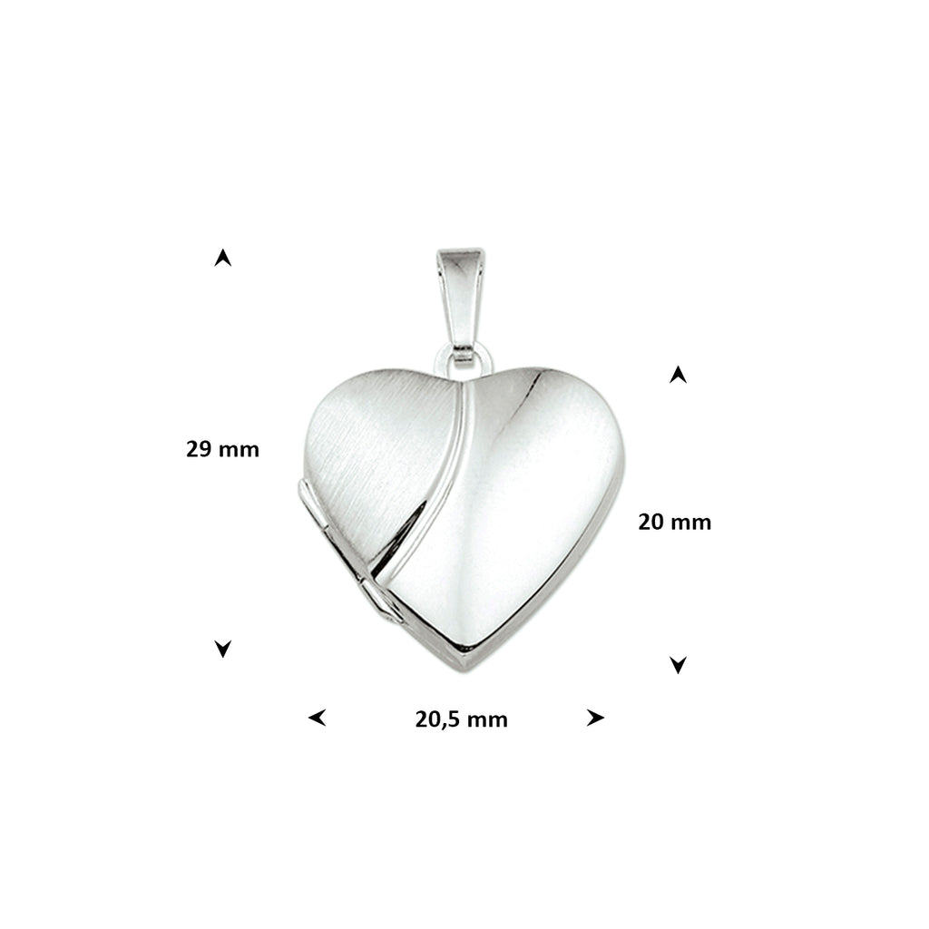 Medaillon Herz poliert/matt 20 mm Silber rhodiniert