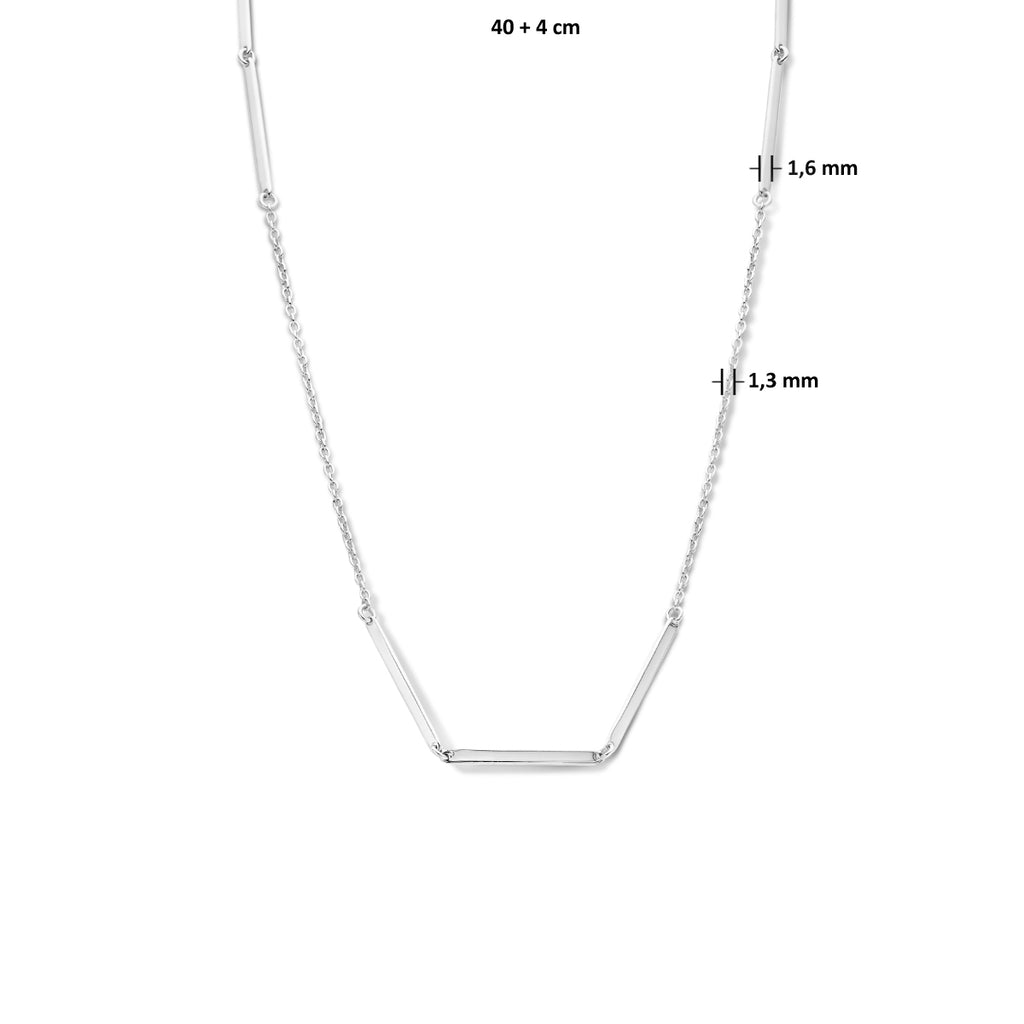 Halskette Balken 1,6 mm 40 + 4 cm Silber rhodiniert