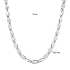 collier 10,5 mm 45 cm zilver gerhodineerd