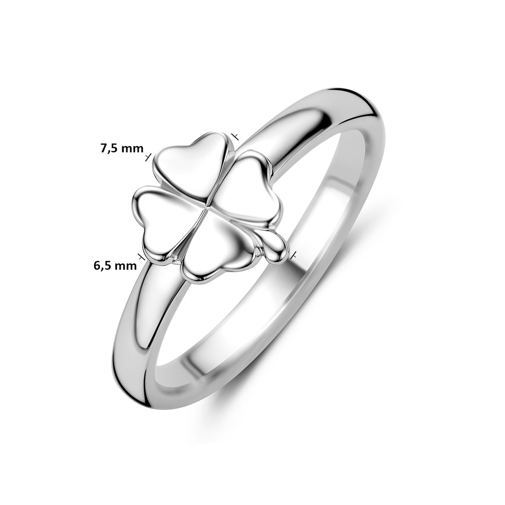 ring klaver zilver gerhodineerd
