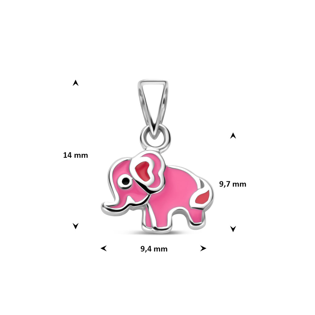 hanger olifant emaille zilver gerhodineerd