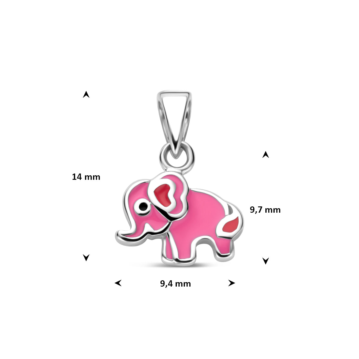 hanger olifant emaille zilver gerhodineerd