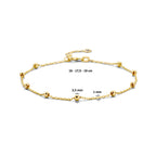 Armband Kugeln 2,5 mm 16 - 17,5 - 19 cm 14K Gelbgold