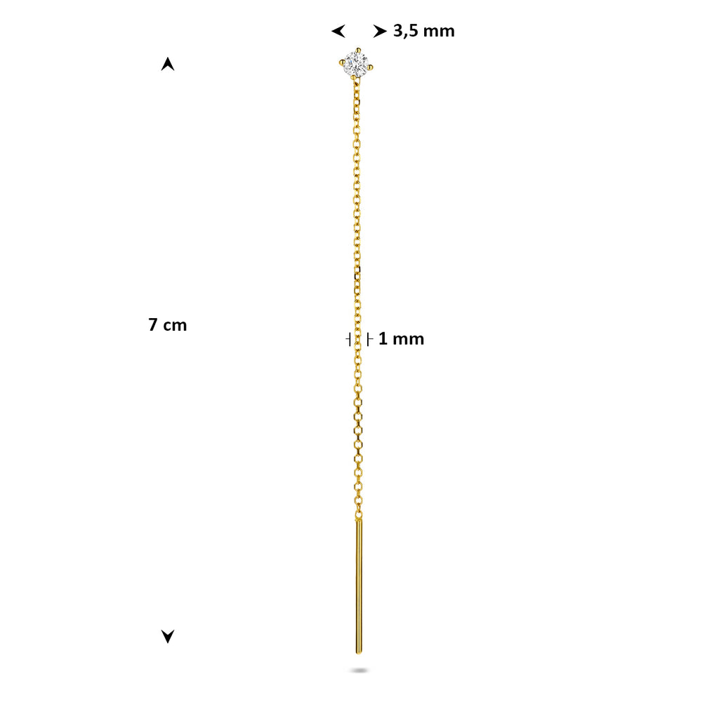 doortrekoorbel lab grown diamant 0.10ct h si per stuk 7 cm 14K geelgoud